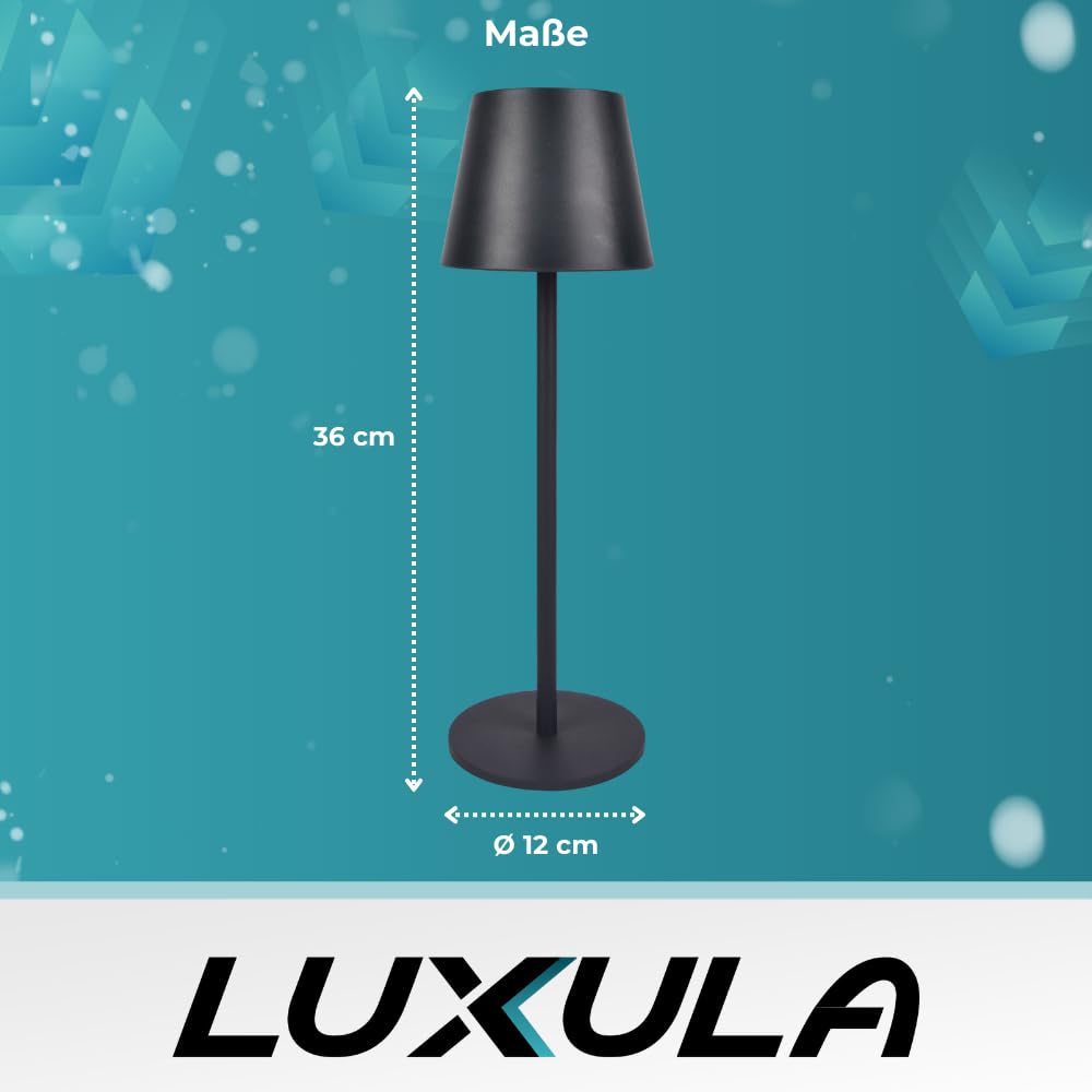 LUXULA Dimmbare LED Tischlampe mit Akku und Touchfunktion - 3 Lichtfarben CCT - Kabellos - Indoor & Outdoor - IP44 - USB - Tischleuchte Außen Camping - 6er Set