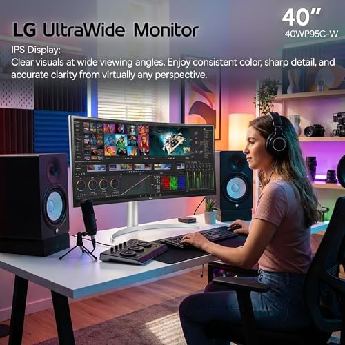 Image of LG 40WP95C-W 40 inch UltraWide 5K2K (5120x2160) Curved Monitor Bundle | Nano IPS, 72Hz, 98% DCI-P3, HDR10, Thunderbolt 4 w / 96W PD, HDMI & DisplayPort, Adjustable Stand + USB-C Cable + Cleaning Kit + More