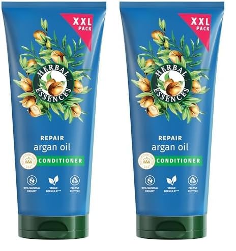 Herbal Essences Acondicionador Reparador Aceite Argán 350ml Nutre Pelo Dañado (Paquete de 2)