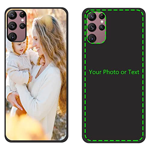 CXKJ Black Coque Personnalisée pour Samsung Galaxy S23 UItra 5G Silicone Case Housse Ultra-Fin Bumper,avec Votre Propre Photo Image Texte Nom Housse,Etui en Case Antichoc Cover