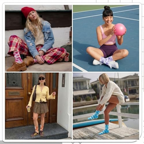 Image of COUVER Womens Scrunched Slouch Socks Soft Cotton Breathable Retro Crew or Knee High, Multiple Colors