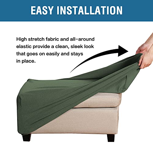 H.Versailtex PART-HVOTTO-BRONZEGREEN-35 Ottoman Cover Slipcover Rectangle Fit Length 29'-34' Footrest Sofa Slipcovers Stool Cover Footstool Protector Covers Feature Stretch Thick Soft Jacquard Fabric Washable thumb #4