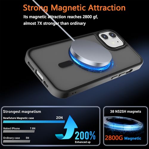 Image of Magnetic iPhone 12 /12Pro case,Compatible with Magsafe, Military-Grade Protection,Slim Translucent Matte Shockproof with Anti-Scratch Anti-Fingerprint Phone Cover (Black, iPhone 12 /12Pro)