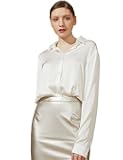 Women's Silk Blouse Long Sleeve Satin Button Down Shirt Casual Work Office Silky Blouse Top