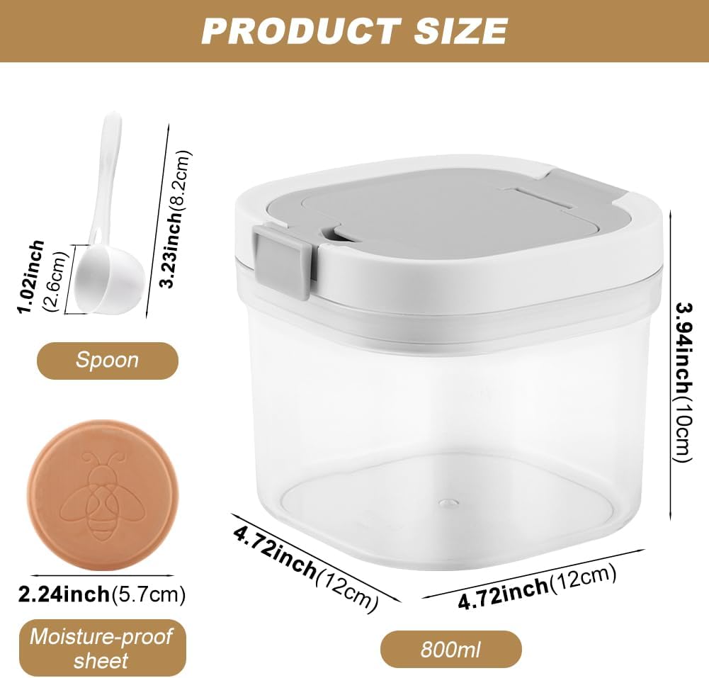 Sugar Keeper Storage Container,Brown Sugar Container Airtight with Spoon, Clear Food Storage Containers, Easy-Clean, Perfect for Coffee, Flour, Sugars(COLOR:clear)