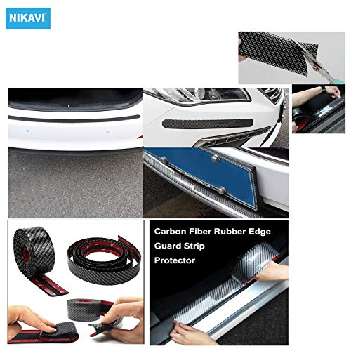 Image of NIKAVI Universal Anti-Scratch Car Door Sill Guard, 5M Carbon Fiber Sticker for Car Bumper, Pedal Protector, Scuff Plate Cover - Scratch Proof, Removable, Black (5CM Width)