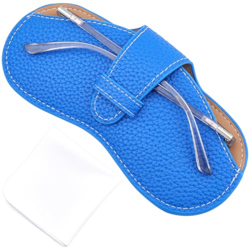 Image of CREATCABIN Leather Sunglasses Case Slim Glasses Case Bag Soft Portable Eyeglasses Holder Pouch Cover Travel Lightweight with Cleaning Cloth Gift for Women Men Holiday Vacation 6.9x3.4 Inch Dark Blue