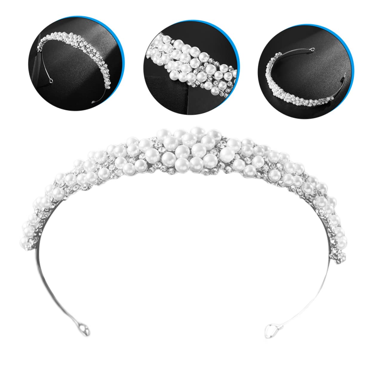 Healeved 4piezas Diadema De Perlas Imitación Para Novia Brillantes Accesorio De Boda Elegante y Atractivo Para Fiestas y Celebraciones