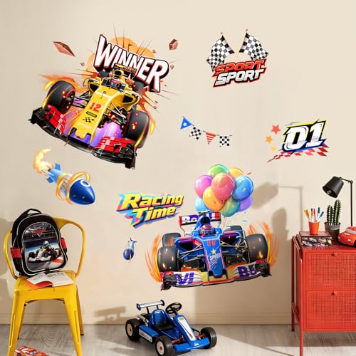 2 Vinilos Decorativos de Autos de Carrera para Niños miniatura 5