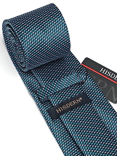 Image of HISDERN Mens Ties Plaid Tie and Pocket Square Set Classic Woven Formal Checkered Neckties & Handkerchief Wedding Party
