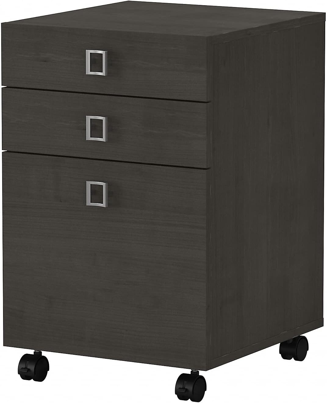 Bush Business Furniture Echo 3 Drawer Mobile File Cabinet in Charcoal Maple