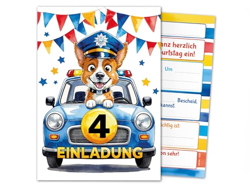 Junaversum 12 Einladungskarten zum 4. Kindergeburtstag Jungen...