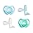 Tommee Tippee Ultra-Light Silicone Pacifier, 0-6 Months, Symmetrical One-Piece Design, BPA-Free Silicone Binkies, Blue/Green/Clear, Pack of 4