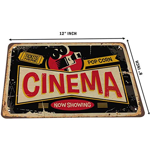 Hosnye Cinema Tin Sign Projector Rust Triangle Rectangle Vintage Striped Spotted Oval Shadow Vintage Metal Tin Signs For Men Women Wall Art Decor For Home Bars Clubs Cafes 8X12 Inch #TOP1