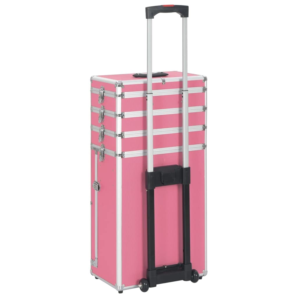 Mangloder - Valigetta cosmetica in alluminio nero per viaggi, conservazione e manutenzione, impermeabile, con ruote, gradini, cassetto, ideale per bellezza, igiene, trucco, rasoio, spazzolino da denti