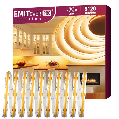 EMITEVER COB LED Strip Lights 24V, 400+ lumens/ft, warm white
