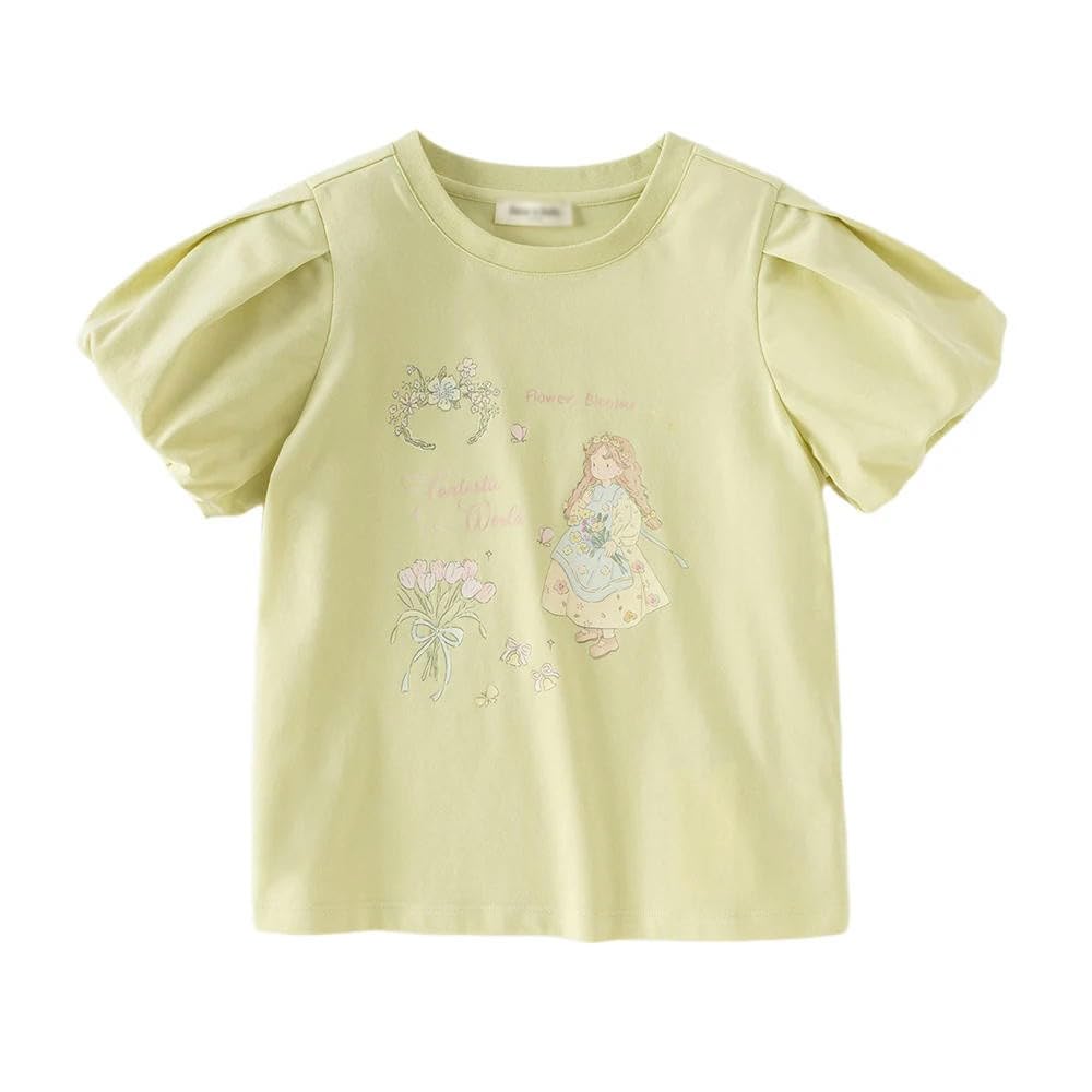 CYBHSM - Camisetas de verano con estampado de dibujos animados para niñas, camisetas de algodón de manga corta para niños, ropa casual al aire libre