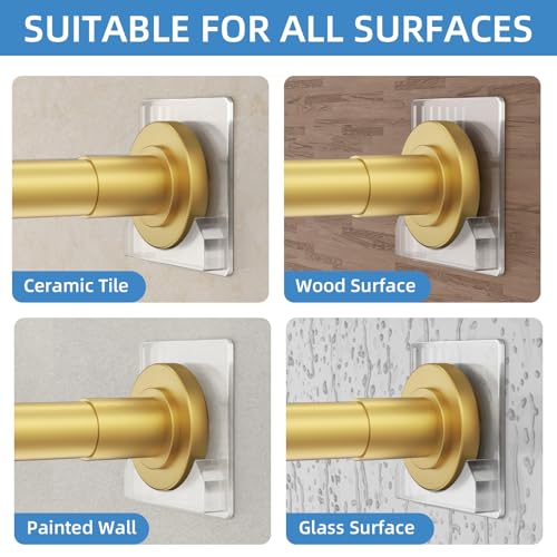 Image of CorkLatta Gold Shower Curtain Rod,1 Inch Diameter Stainless Steel Adjustable Spring Tension Rods 32 to 80 inch,with Holders,Anti-Slip,Curtain Rods No Drilling(1 Pack)