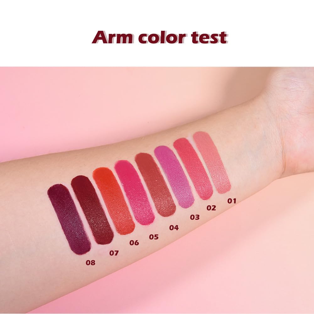 Lápiz labial mate para mujer, lápiz labial rojo cereza de 24 horas, resistente al agua, fórmula hidratante que no se seca, maquillaje de brillo de labios, vegano y libre de crueldad, 07 5