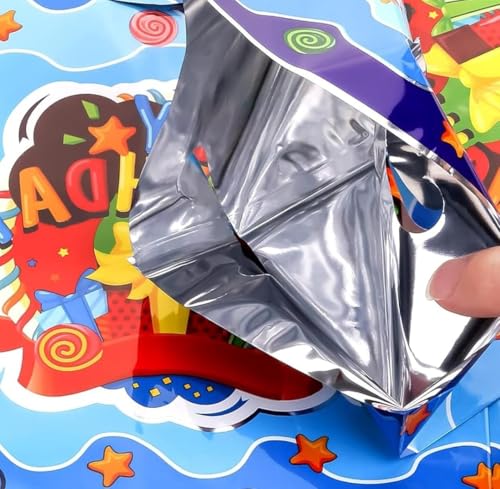 Image of VRB Dec 48pcs Foil Guddy Bags, Happy Birthday Party Return Gift Bags for Boys and Girls, Colorful Gift Bags