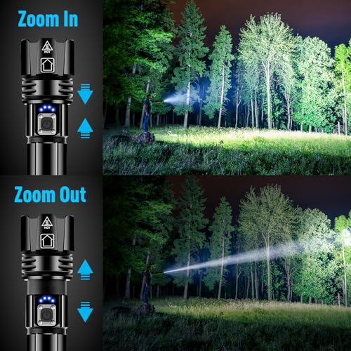 Image of Torches LED Super Bright, 900000 High Lumens Rechargeable Torch, Powerful Torch XHP70.2 with 6 Modes & Zoomable & IPX7 Waterproof, for Camping, Hiking, Emergencies(2 Pack)
