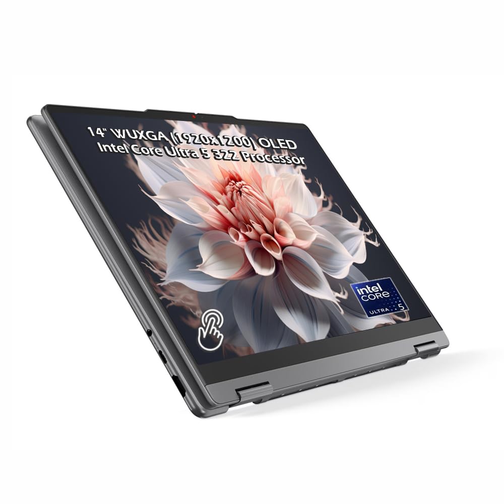 Yoga 7i 2-in-1 Laptop, 14" 2K OLED Touch Display, Core Ultra 5 322, Intel Graphics, 16GB LPDDR5x 1TB SSD, Wi-Fi7, Backlit KB, FP Reader, TB 4, Webcam, Win11, Luna Grey, USB Hub, W/GaLiMu