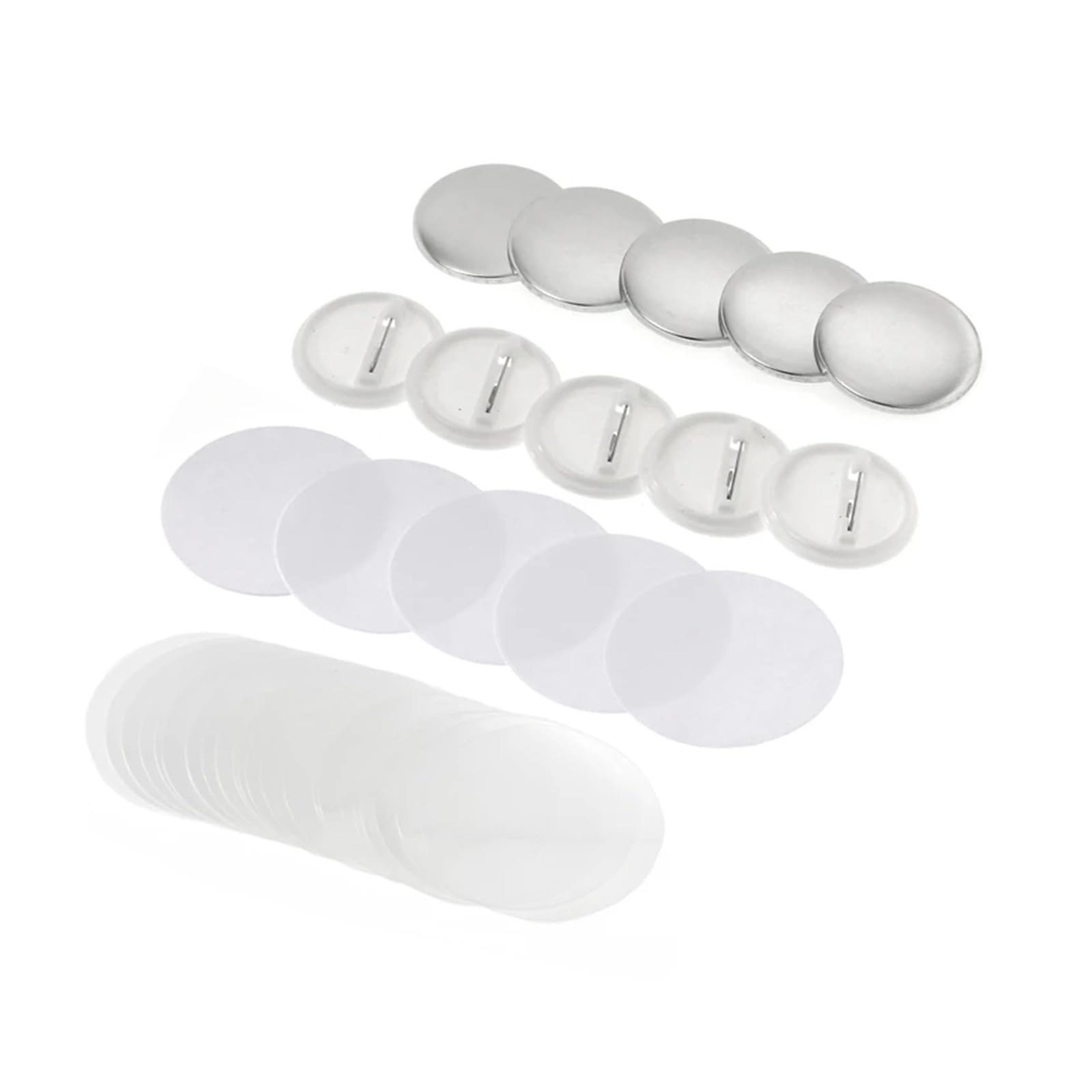 200 zestawów pustych części do guzików 25 mm/37 mm/44 mm/50 mm do maszyny do produkcji guzików, materiały do produkcji okrągłych znaczków DIY Produkcja DIY(50mm)