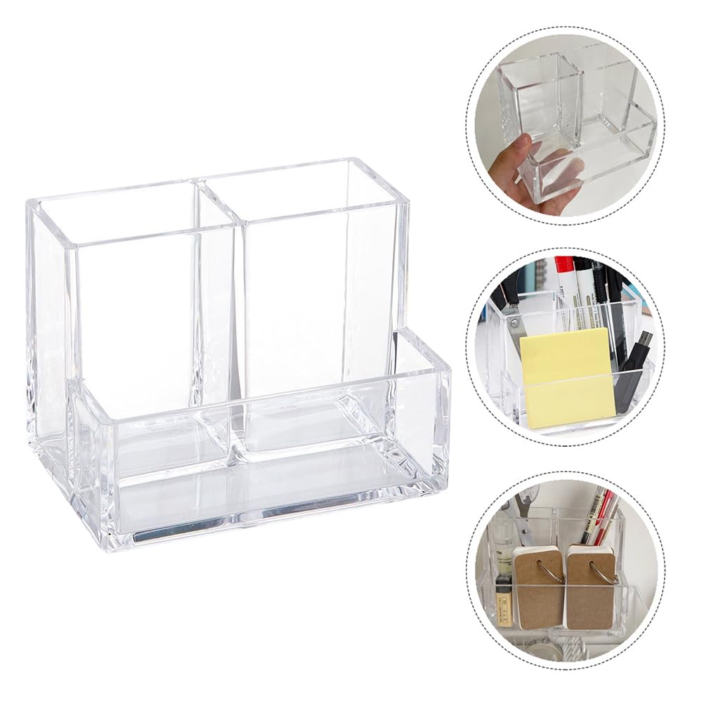 Cabilock Portapenne Multifunzione Organizer Da Scrivania 3 Scomparti 5.12X3.86X3.43In Contenitore Desktop Per Penne Biglietti Da Visita Accessori Casa Ufficio Studio