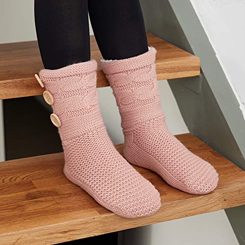 Maamgic Womens Knit Christmas Sherpa Slipper Socks Grippers Warm Sweater Bootie Thick Fleece Ladies Female Fuzzy Winter Socks thumb #2