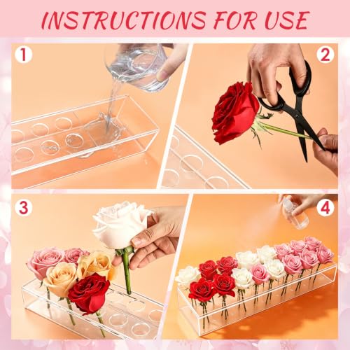 Jarrón acrílico rectangular de 16 agujeros transparente para flores 5