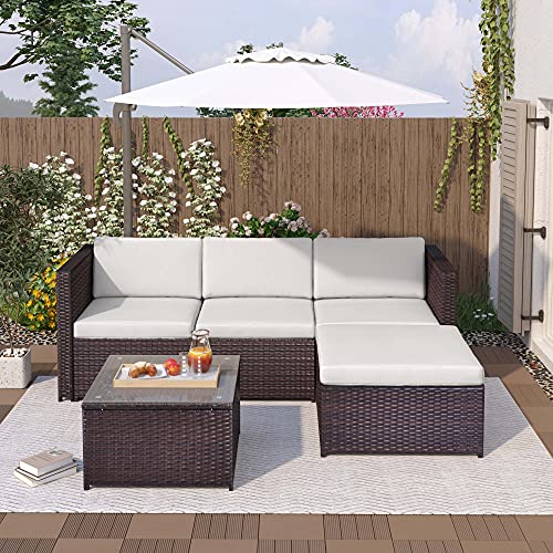 KecDuey Mobili da giardino in polyrattan, divano da giardino