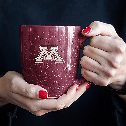 Image of Rico Industries NCAA Minnesota Golden Gophers Maroon Personalized 16 oz Team Color Laser Engraved Speckled Ceramic Coffee Mug