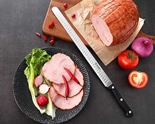 Humbee Chef Carving Knife With Granton Edge For Home Kitchens Carving Knife 12 Inch Black #TOP5