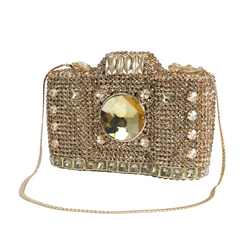 Image of UMREN Novelty Crystal Camera Shaped Clutch Purse for Women Sparkly Rhinestones Evening Clutch Bag Glitter Bridal Prom Handbag