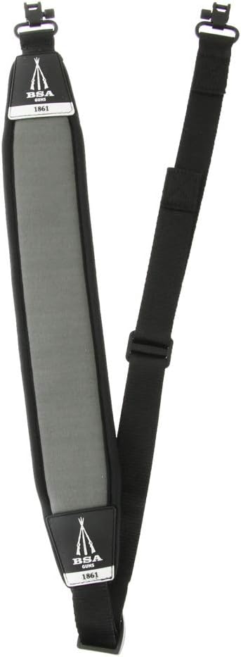 BSA Neoprene Rifle / Airgun Sling Grey With Steel Quick Release QD QR Swivels