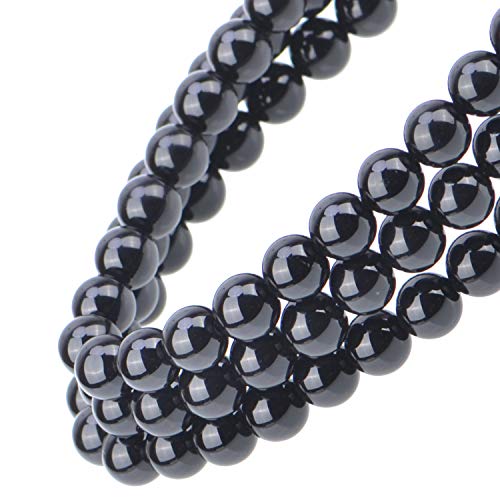 Image of 80Pcs Natural Crystal Beads Stone Gemstone Round Loose Energy Healing Beads with Free Crystal Stretch Cord for Jewelry Making (Black Onyx, 10mm)