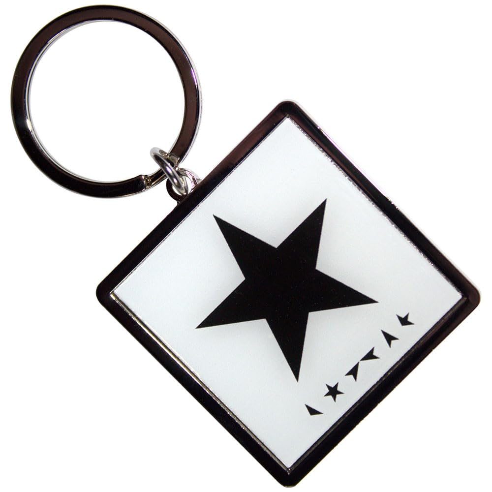Rock Off Officially Licensed Products Men's White David Bowie Blackstar Keychain Keyring One Size