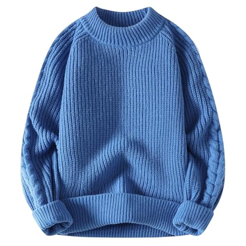 Men Fall Winter Sweater Solid Color Knitted O Neck Loose Casual Knit Sweater Warm Pullovers