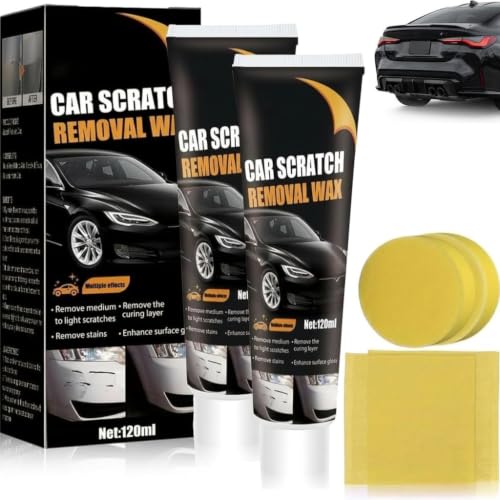 Image of Scratch Remover Wax for Vehicles - Car Paint Scratch Remover with Sponge & Wipe, Car Scratch Repair Kit for All Color, Auto Detailing Polish for Light to Deep Scratches (2)