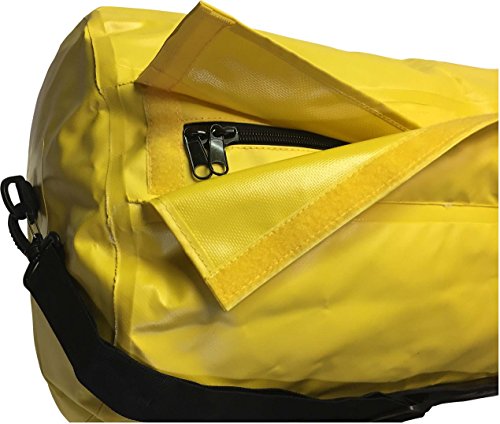 Waterproof Dry Duffel Offshore Gear Bag 70L Heavy 25 Gauge Vinyl | Welded Seam| Carry Handles, Shoulder Strap (Yellow)2