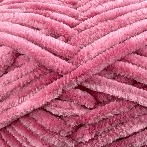 Image of Cuddly Velvet Chenille Yarn, Super Soft Fluffy Bulky for Knitting Crocheting Blanket Amigurumi, Durable for Shedding, 100 Gram (3.53 Ounces) 109 Yards (100 Meters) (Dusty Rose) (3 Skeins)