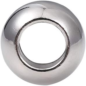 Miniatura 6 de Cuentas espaciadoras de acero inoxidable de 0.47 x 0.315 pulgadas (0.472 x 0.315 in), cuentas redondas sueltas para hacer joyas de bricolaje, 10
