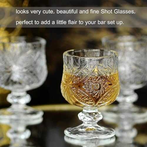 Image of bellemax Classy Shot Glass for Espressos, Spirits & Liquors,Whiskey, Vodka Shot, Tequila Shot, Wine Tasting, Cocktail Pour, Bar Accessory & Home Decor Parties Glasses Set of 6 (BR-03), 50 ml