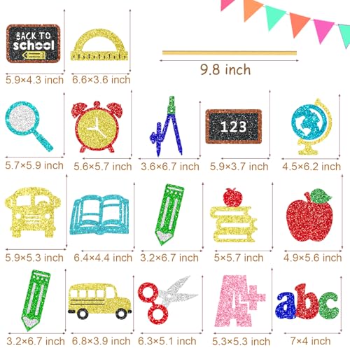 Image of Back to School Party Centerpiece Sticks Glitter Back to School Table Decorations 16Pcs First Day of School Table Toppers Classroom Party Decorations for School Birthday Party Supplies