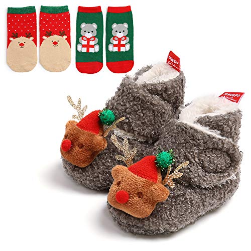 Image of Ohwawadi Infant Baby Slippers Girls Boys Booties Warm Baby Socks Shoes Newborn Crib Footwear Prewalkers