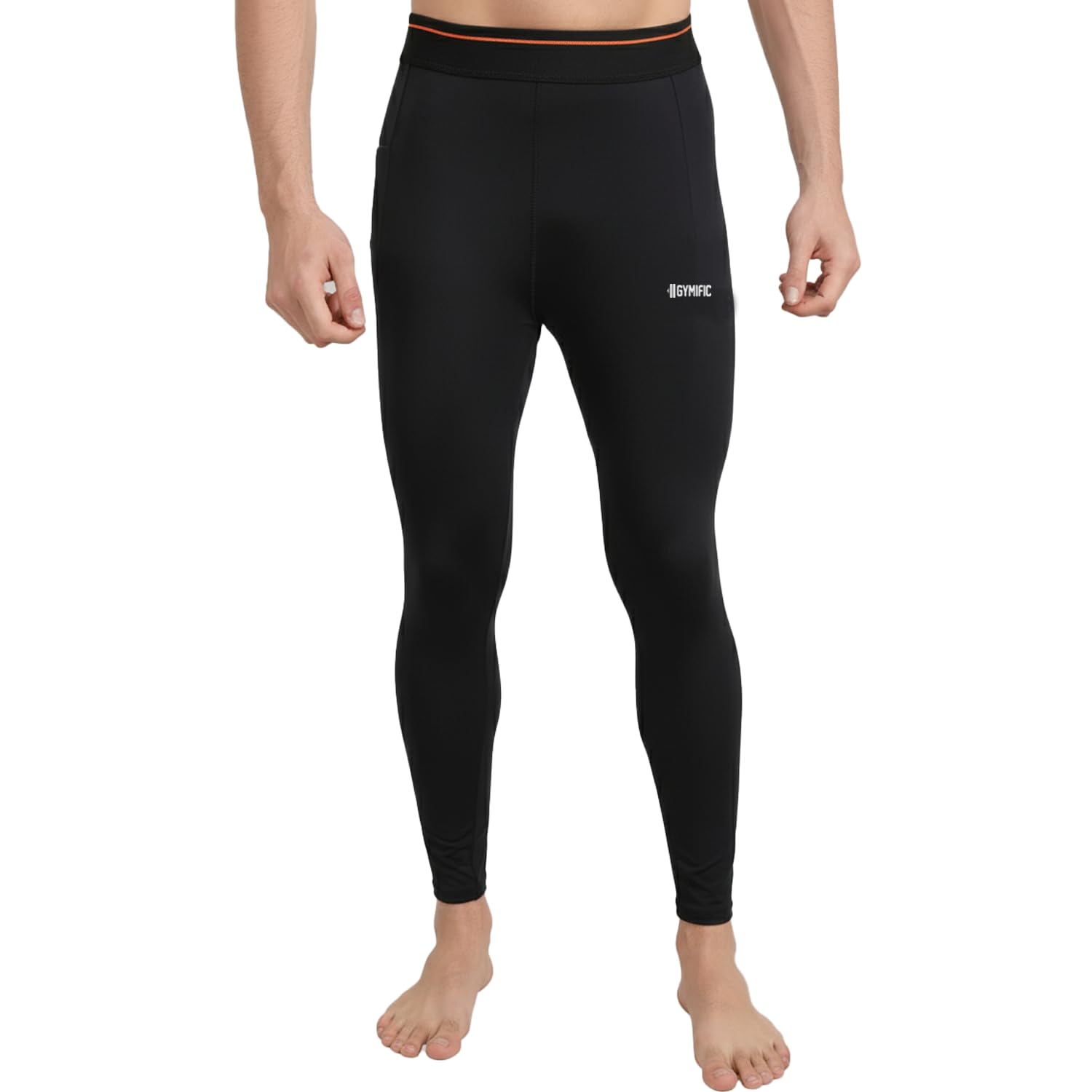 Black Compression Pants Tights for Men with Pocket