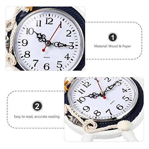 Dechous Nautical Clock Mediterranean Wall Clock Wheel Wall Clock Ticking Silent Nautical Wall Clock Seaside Clock Wall Decoration For Home Office Bedroom (Random Color) #TOP4