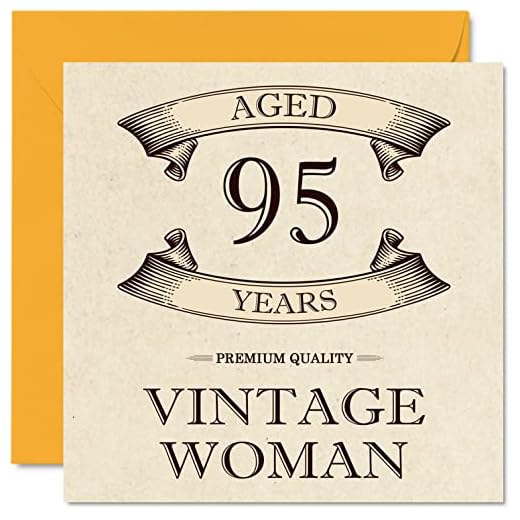 Tarjetas de cumpleaños vintage de 95 años para mujer, de 95 años, divertida tarjeta de cumpleaños para mamá, hermana, esposa, abuelita, niñera, 145 mmx145 mm, tarjeta de felicitación de 95 cumpleaños
