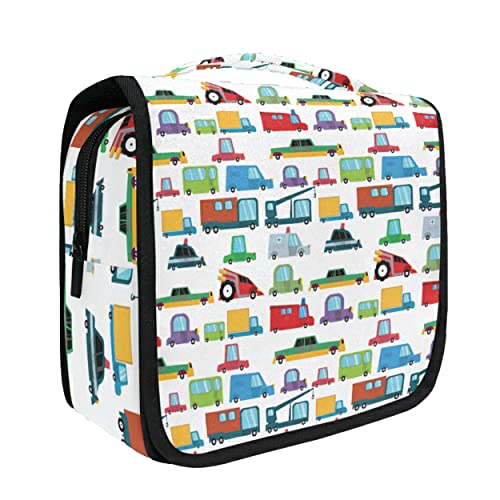 senya Hanging Travel Toiletry Bag Kit Boys Makeup Case Cosmetics Organizer for Men Women (Cartoon Boy Cars)