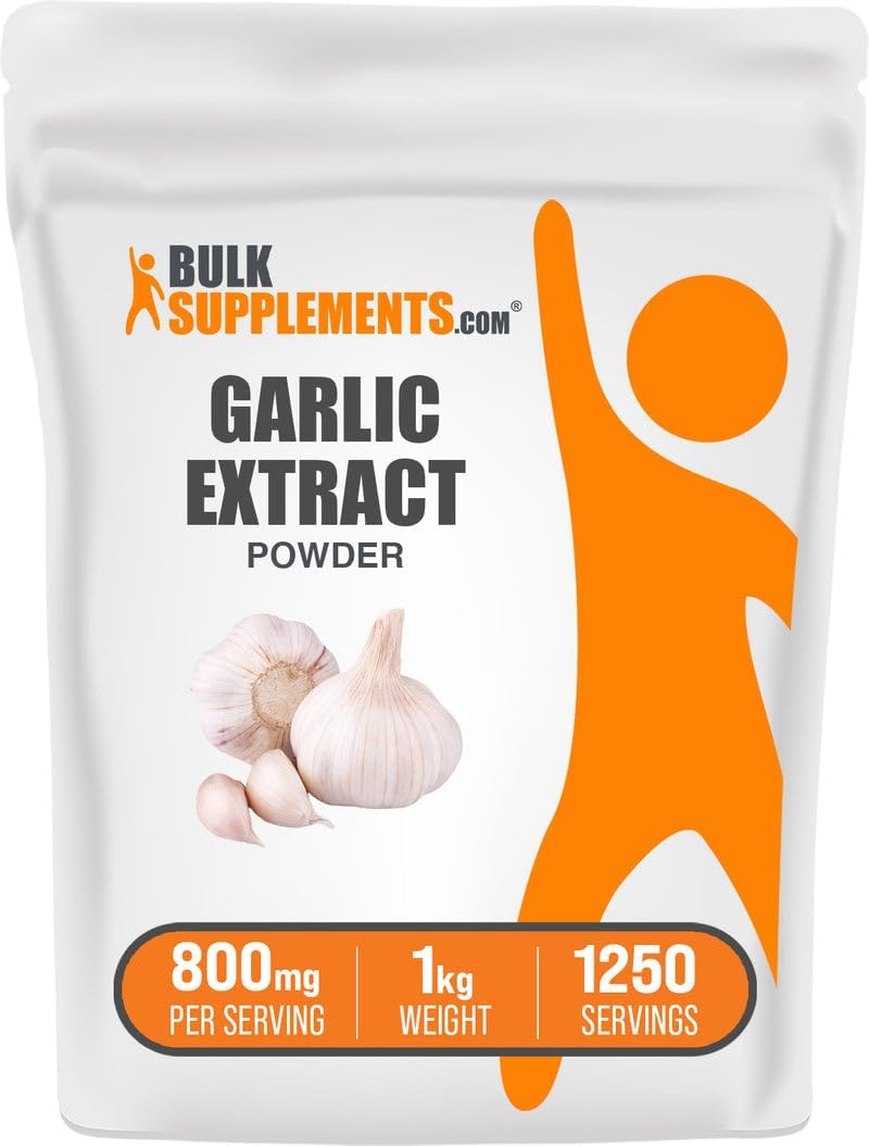 BulkSupplements.com Garlic Extract Powder - Garlic Supplement, Herbal Supplement, Allium Sativum - Herbal & Gluten Free, 800mg per Serving, 1kg (2.2 lbs) (Pack of 1)